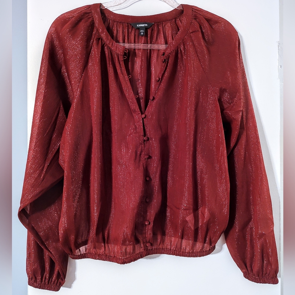Wine colored shimmery blouse
